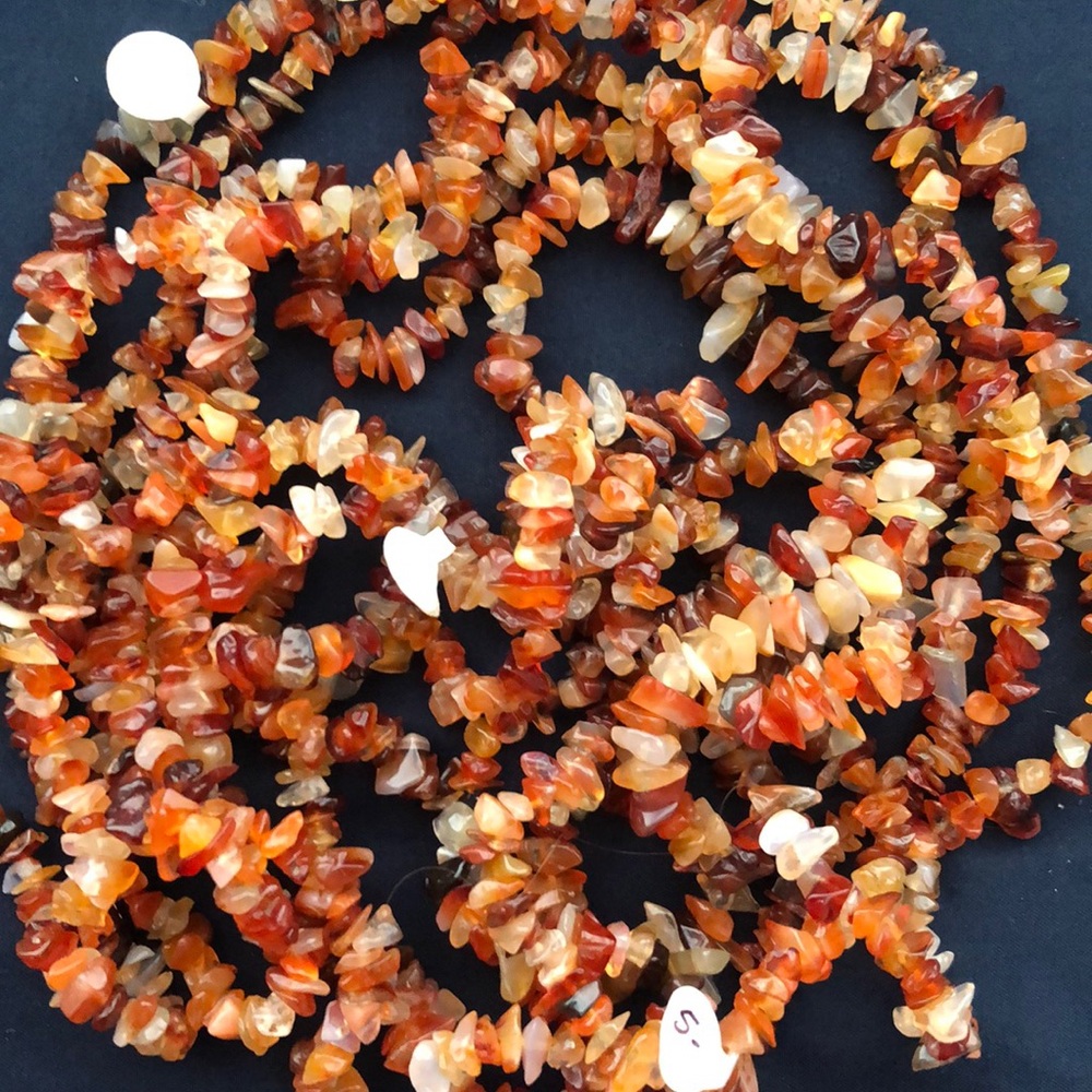 Natural gemstone chip long strand necklaces